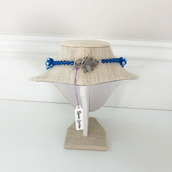 NWT Genuine Murano Glass & Czech Crystal Beaded Necklace Blue - Picture 4 of 5